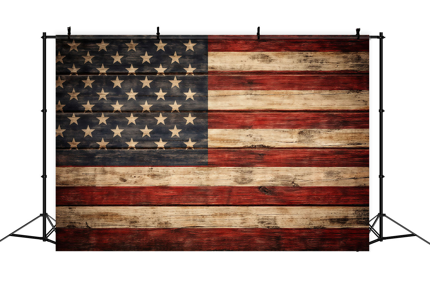 American Flag Backdrop Photography Rustic Distressed Wood 4th of July Backdrop LXX62-2