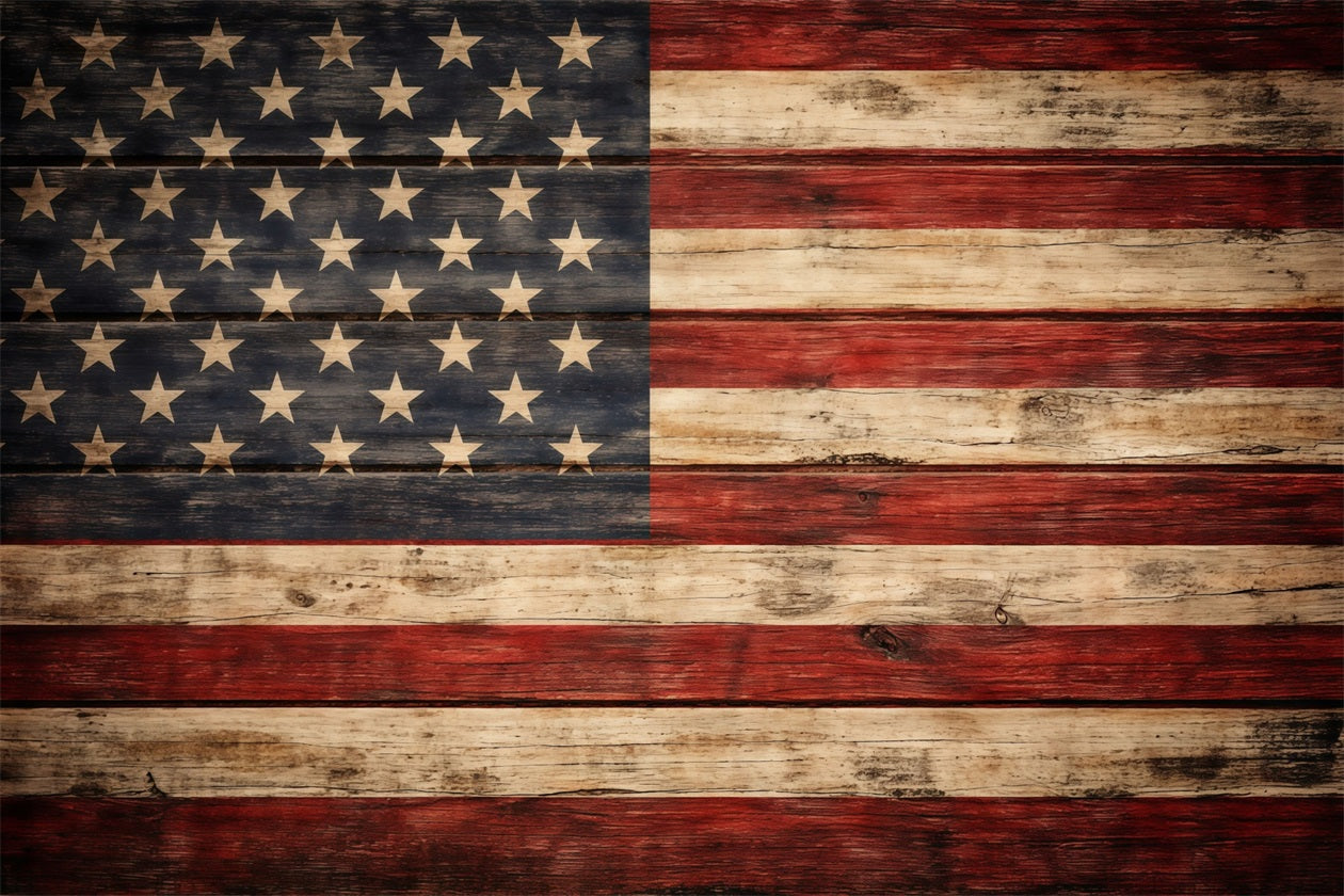 American Flag Backdrop Photography Rustic Distressed Wood 4th of July Backdrop LXX62-2