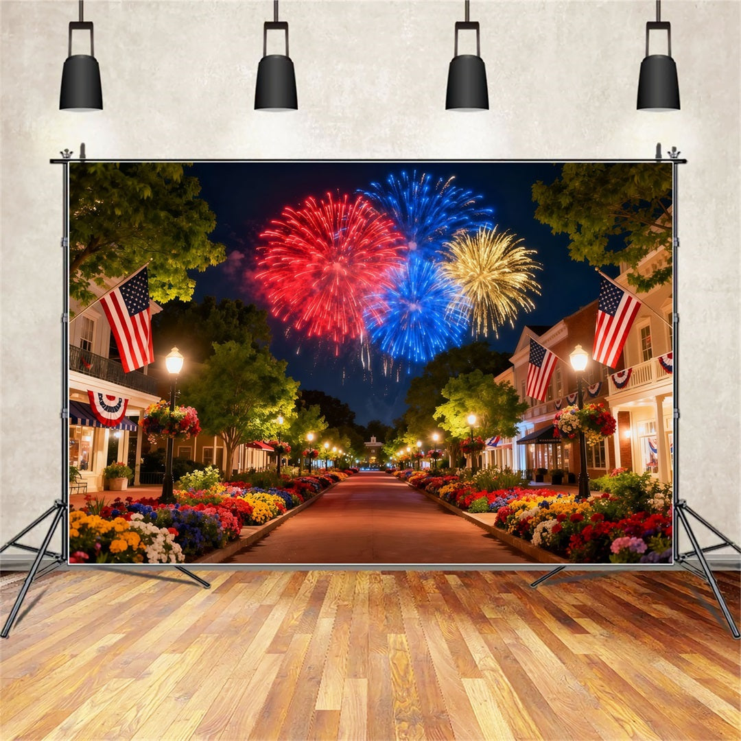 American Flag Backdrops Firework Main Street Parade 4th of July Photo Backdrop LXX62-24