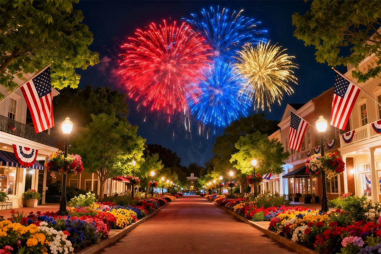 American Flag Backdrops Firework Main Street Parade 4th of July Photo Backdrop LXX62-24