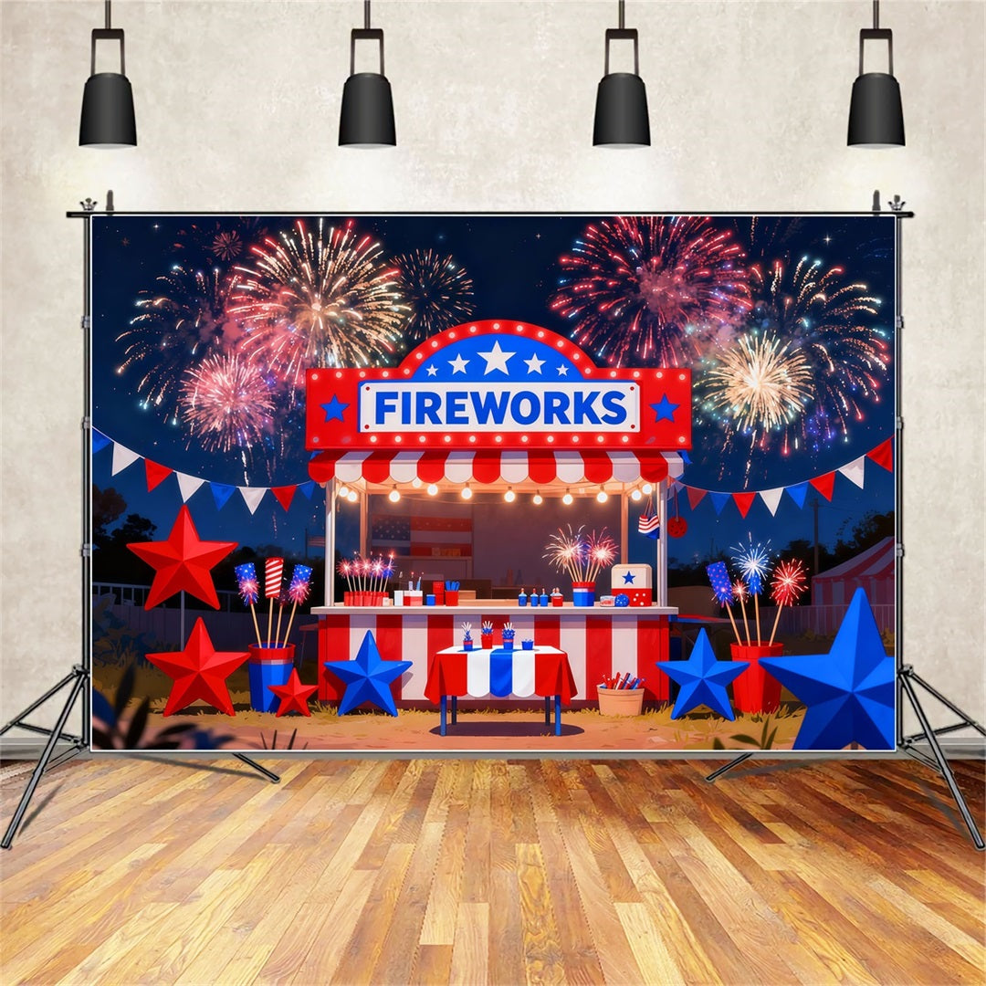American Flag Photography Backdrop Fireworks Carnival Booth Display 4th of July Backdrop LXX62-25