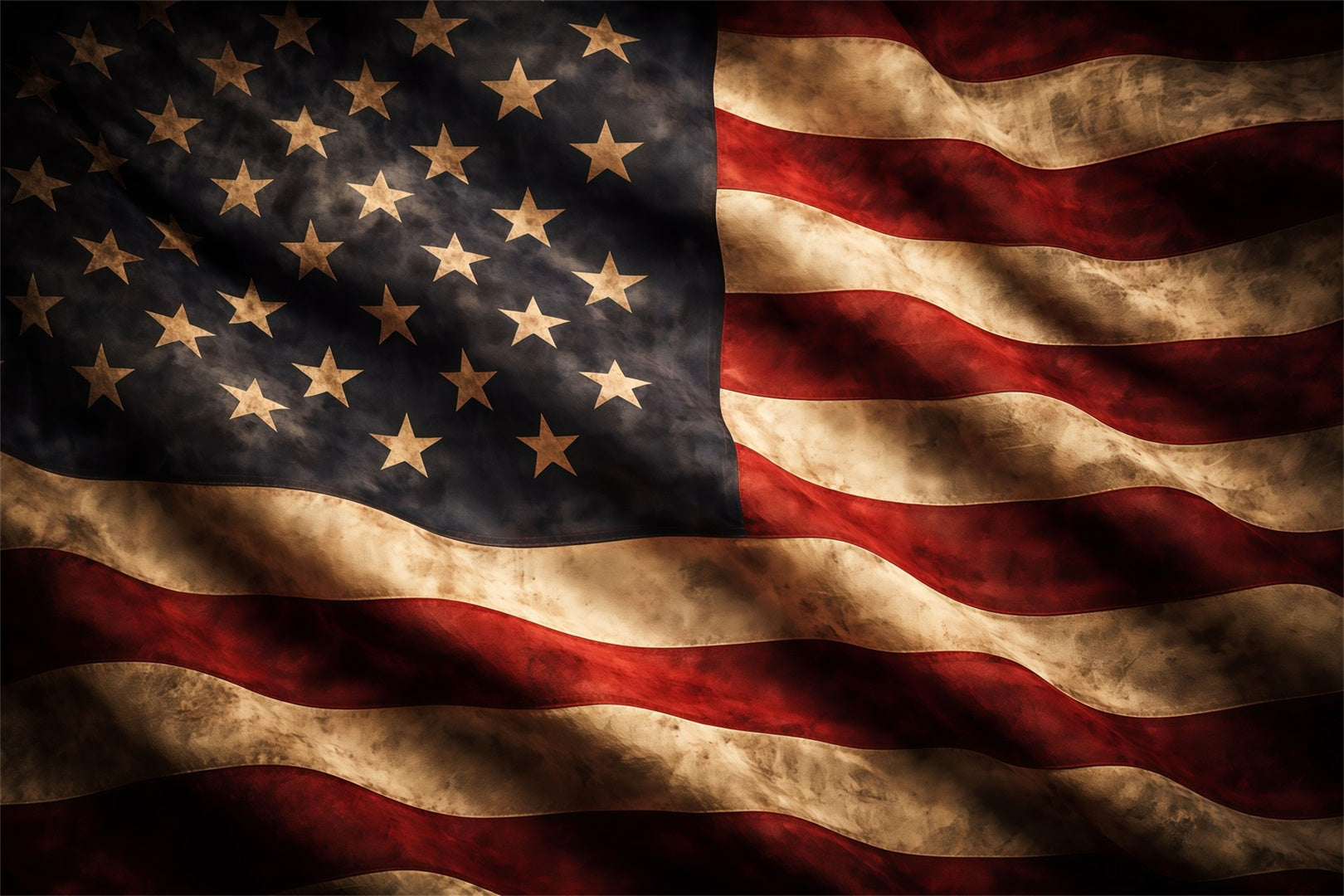 American Flag Portrait Backdrop Waving Vintage Stars Stripes 4th of July Backdrops LXX62-3