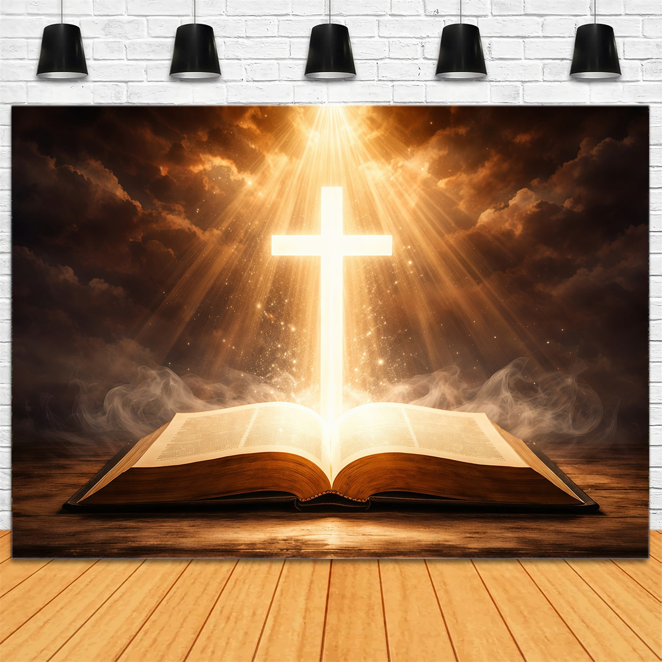 Church Easter Backdrop Radiant Cross Holy Scripture Glow Easter Backdrop Ideas LXX62-36