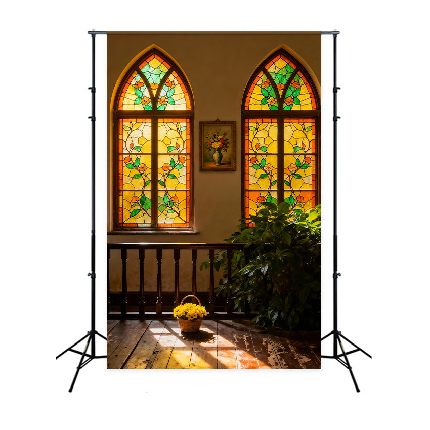 Stained Glass Window Backdrop Church Religious Easter Backdrops For Photography LXX62-40