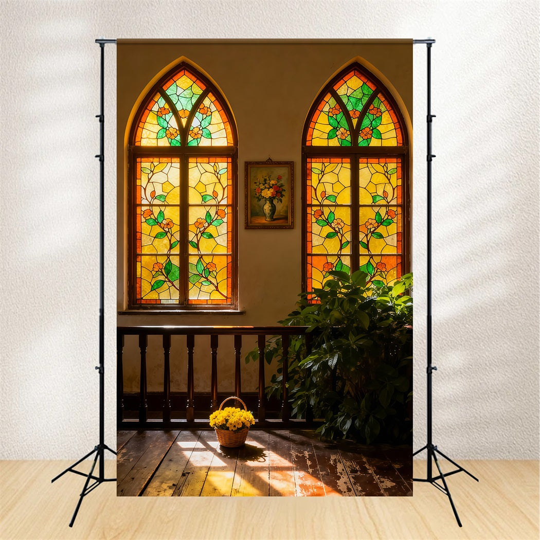 Stained Glass Window Backdrop Church Religious Easter Backdrops For Photography LXX62-40