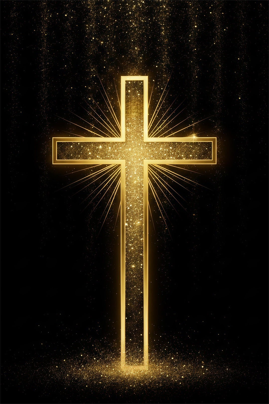 Easter Photo Backdrop Church Golden Glitter Radiant Cross Easter Photoshoot Backdrop LXX62-48