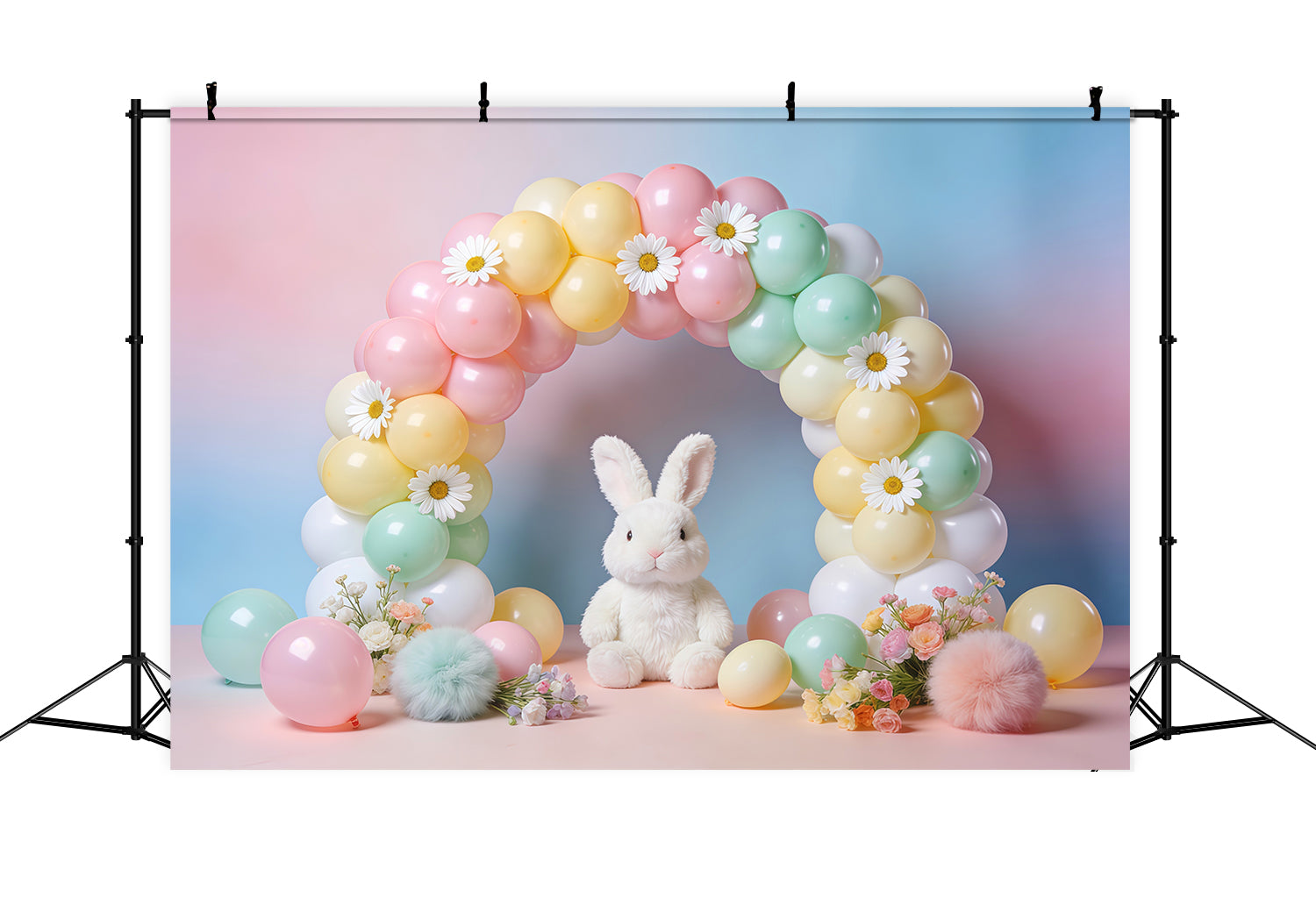 Easter Balloon Backdrop Ideas Bunny Flower Daisy Arch Easter Backdrops Photography LXX62-70