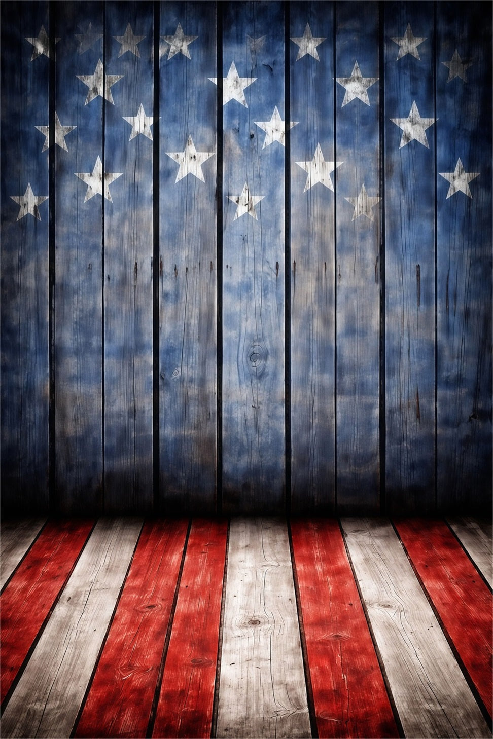US Flag Backdrop Patriotic Star Wood Floor 4th of July Photography Backdrops LXX62-8