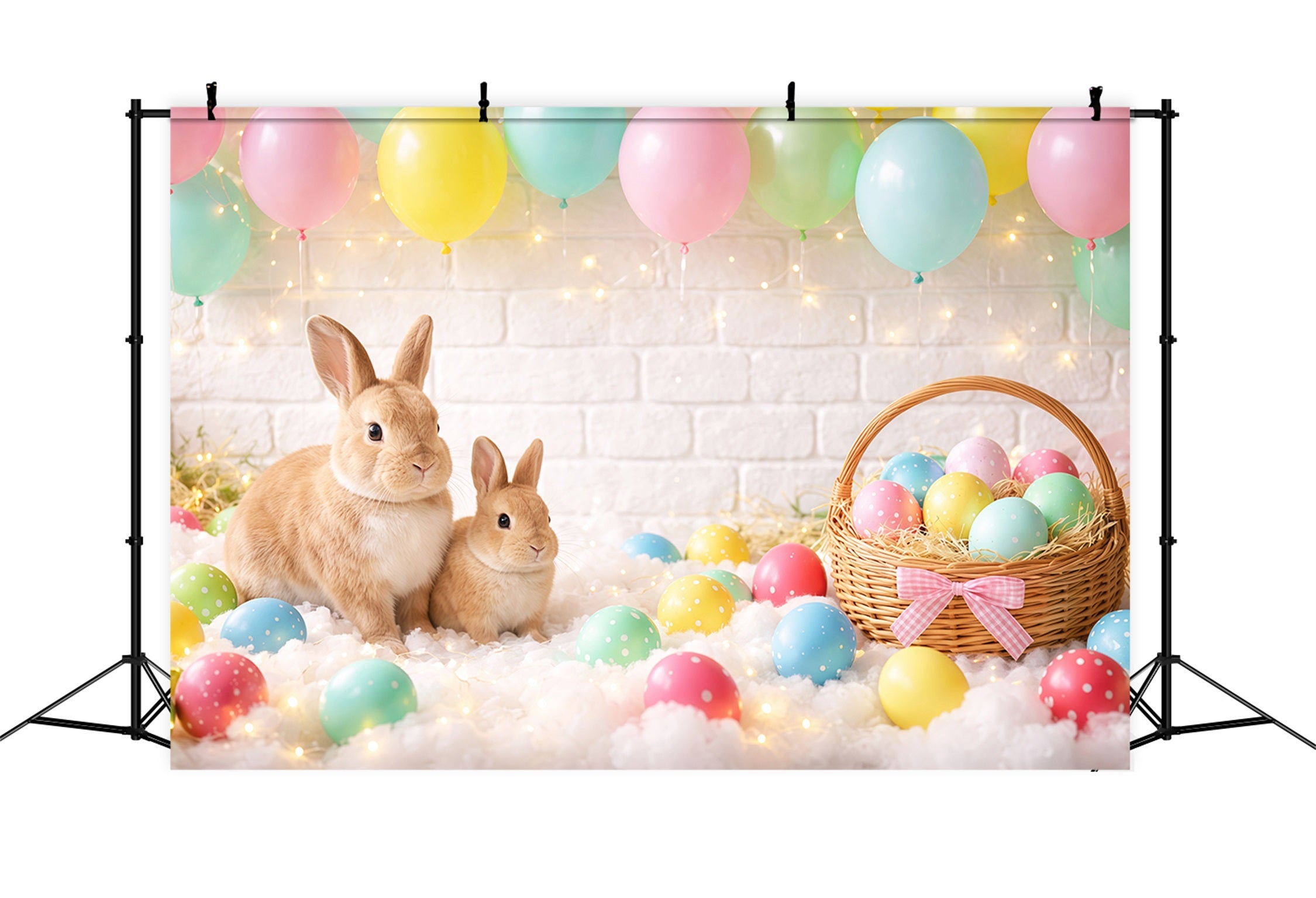 Easter Backdrop Balloons Pastel Egg Basket Bunny Easy Easter Backdrops LXX62-88