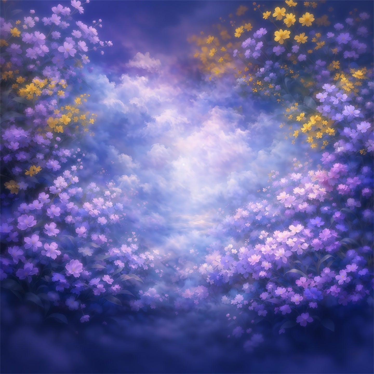 Mother's Day Portrait Backdrop Dreamy Purple Floral Cloud Mother's Day Backdrop LXX63-1