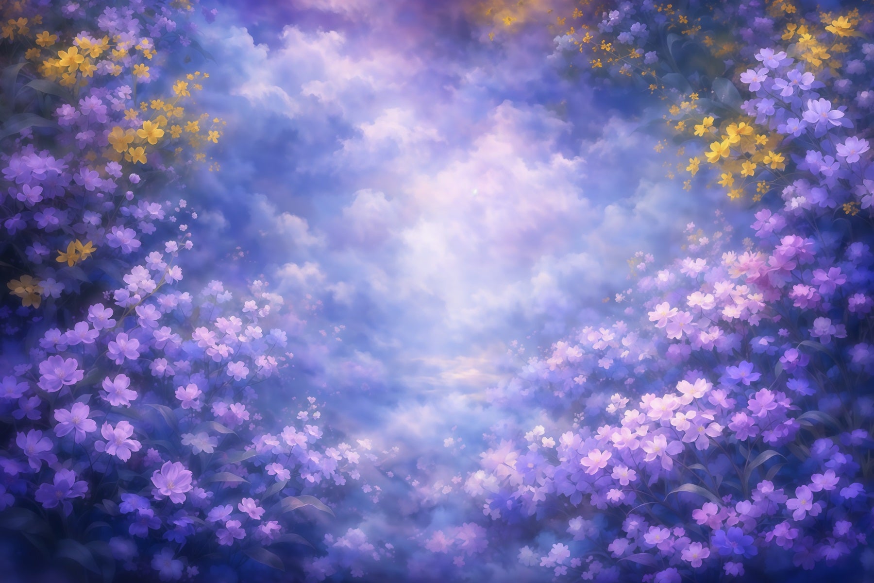 Mother's Day Portrait Backdrop Dreamy Purple Floral Cloud Mother's Day Backdrop LXX63-1
