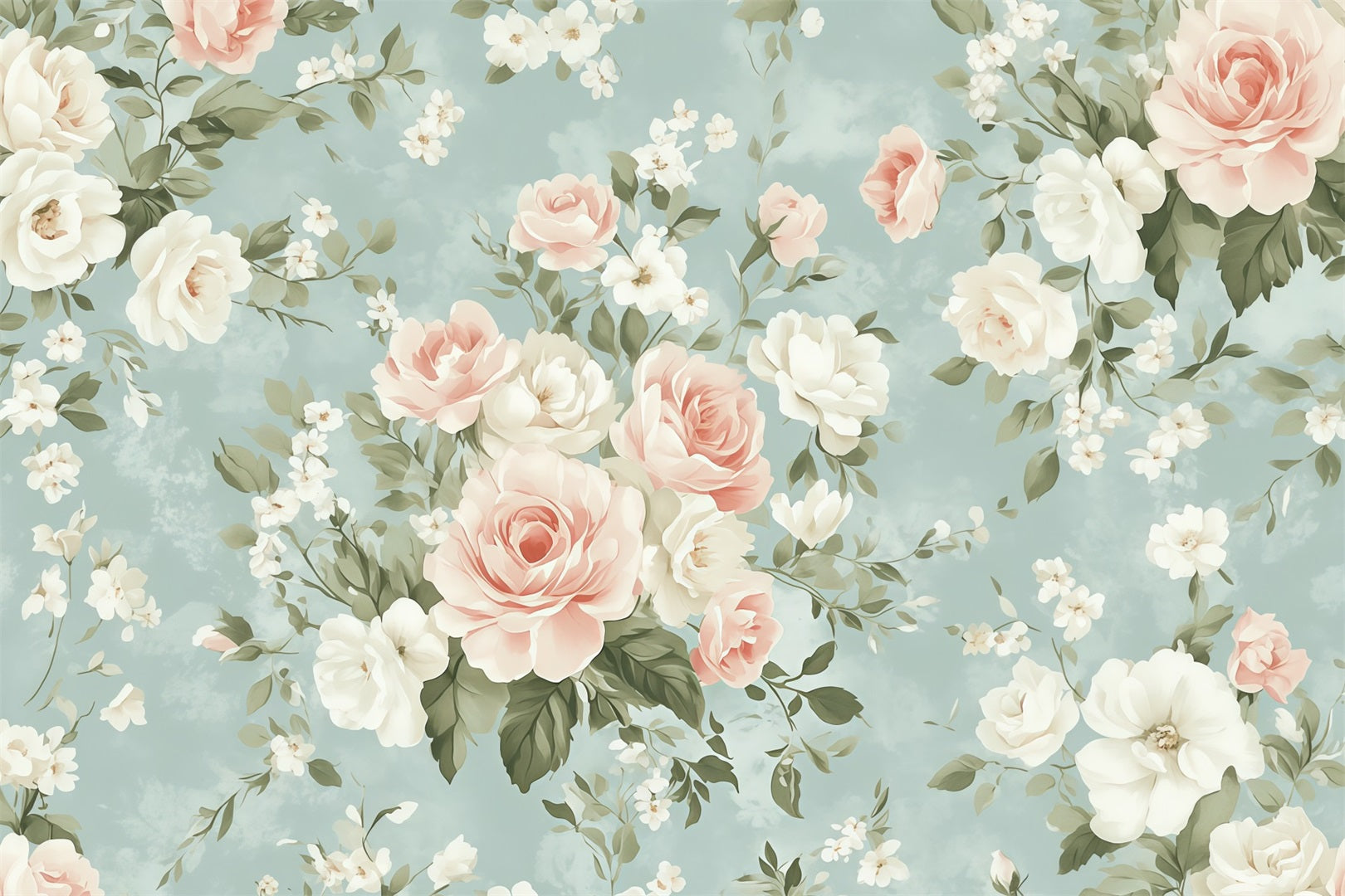 Mother's Day Portrait Backdrop Vintage Blue Rose Botanical Mother's Day Backdrop LXX63-3