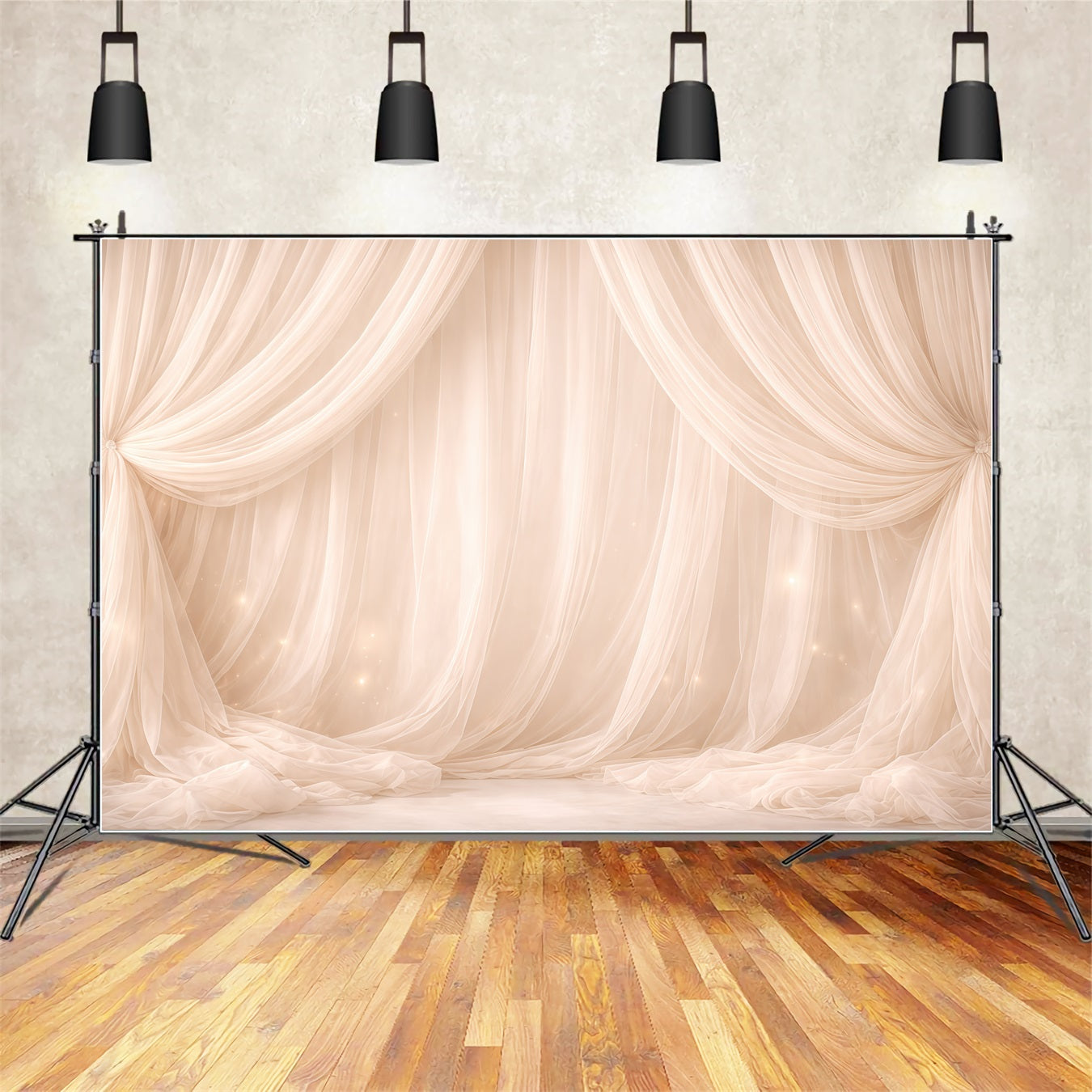 Dreamy Soft Focus Mother's Day Backdrop Champagne Drape Sparkle Lights Mother's Day Photo Backdrops LXX63-36