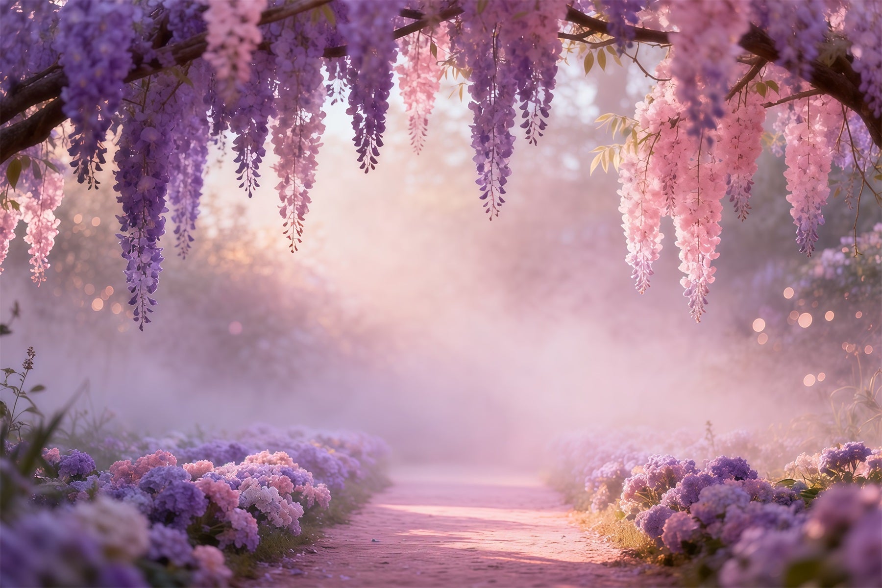 Lavender Bouquet Mother's Day Backdrop Dreamy Wisteria Hanging Blossom Backdrop Mothers Day LXX63-46