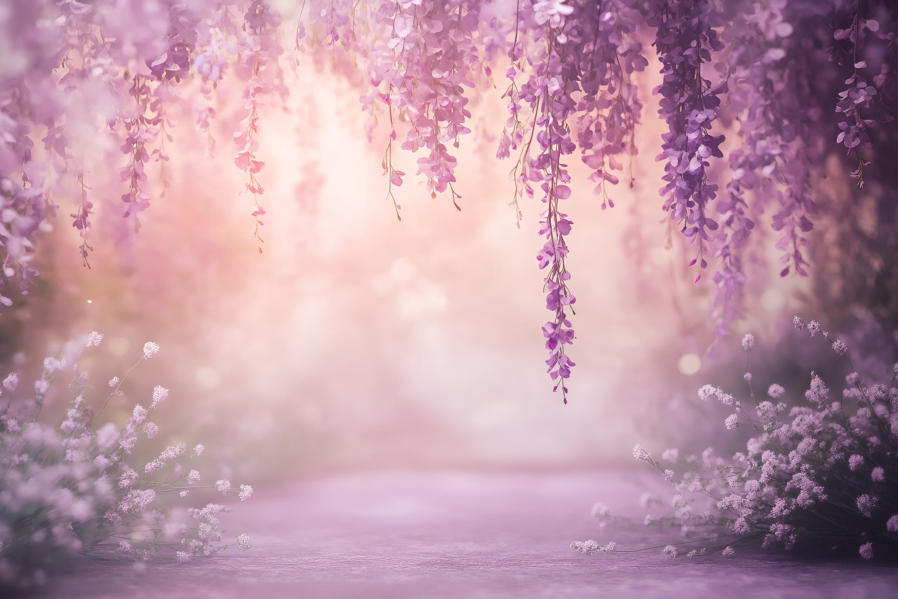 Lavender Bouquet Mother's Day Backdrop Soft Pastel Wisteria Floral Blur Backdrop Mothers Day LXX63-47