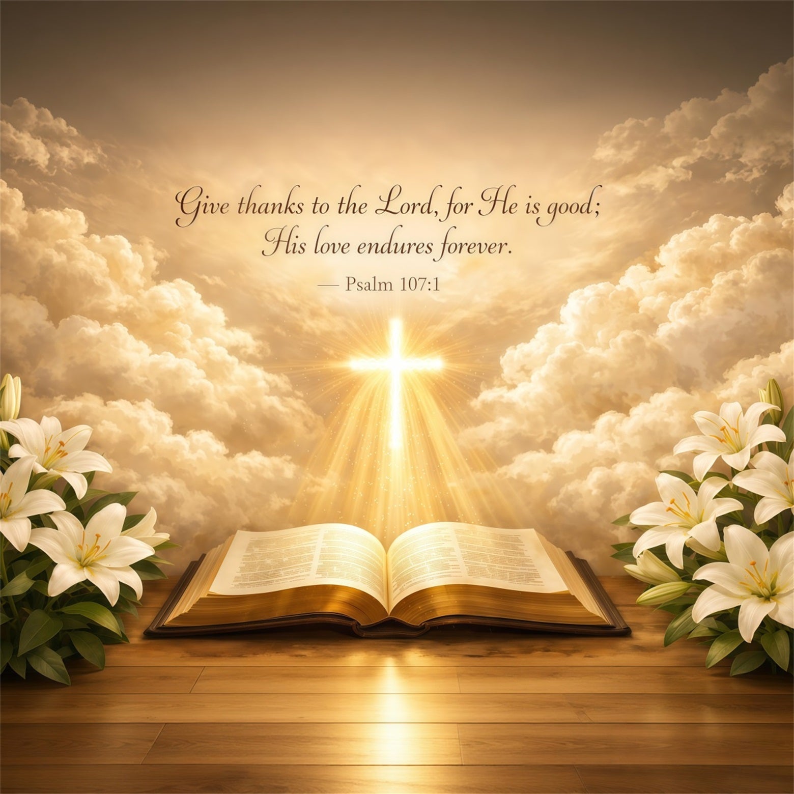 Mother's Day Backdrop Ideas For Church Golden Light Cross Lily Clouds Happy Mothers Day Photo Backdrop LXX63-50