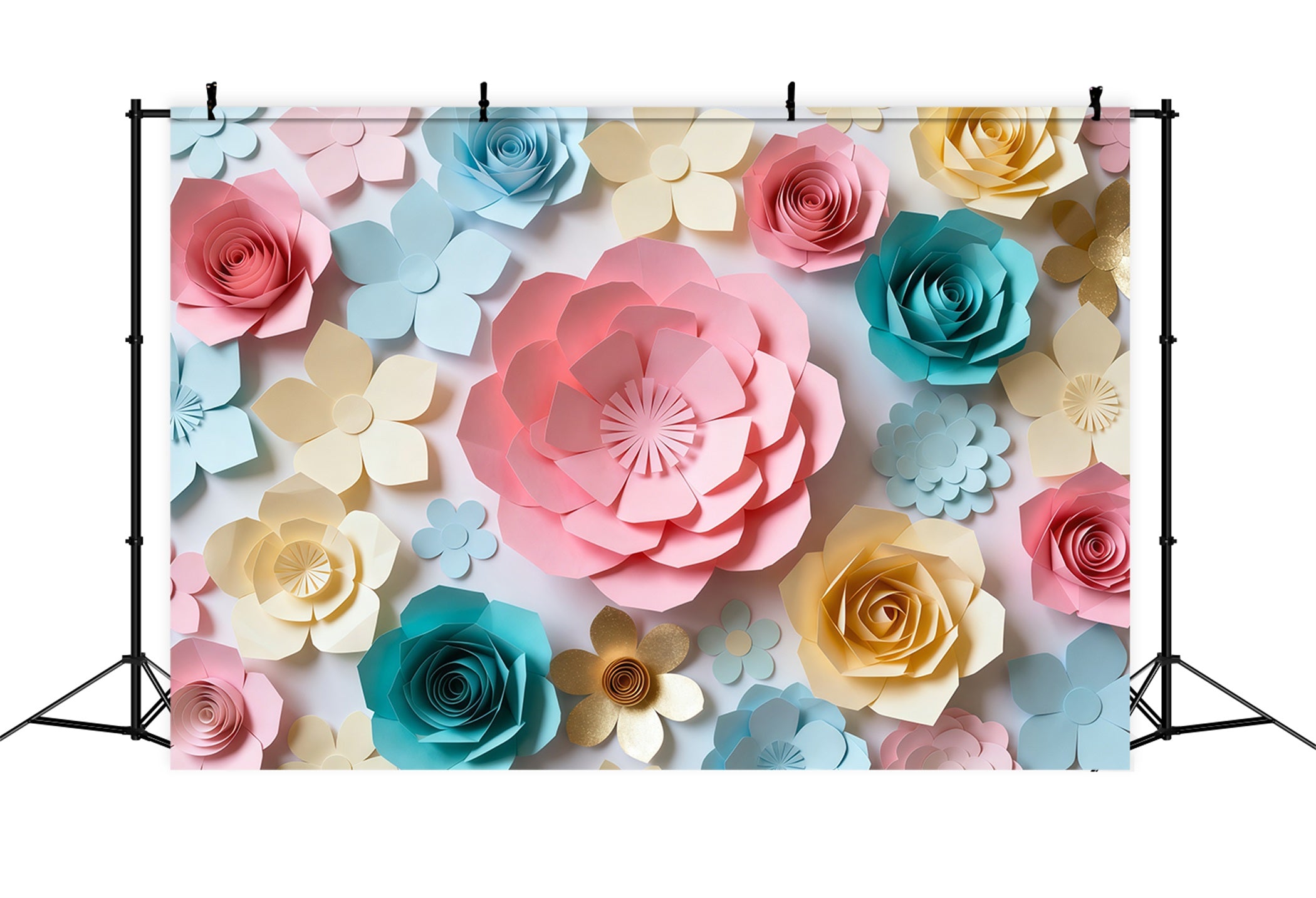 Paper Flower Mothers Day Backdrop Colorful Craft Floral Pattern Mothers Day Backdrop Design LXX63-61