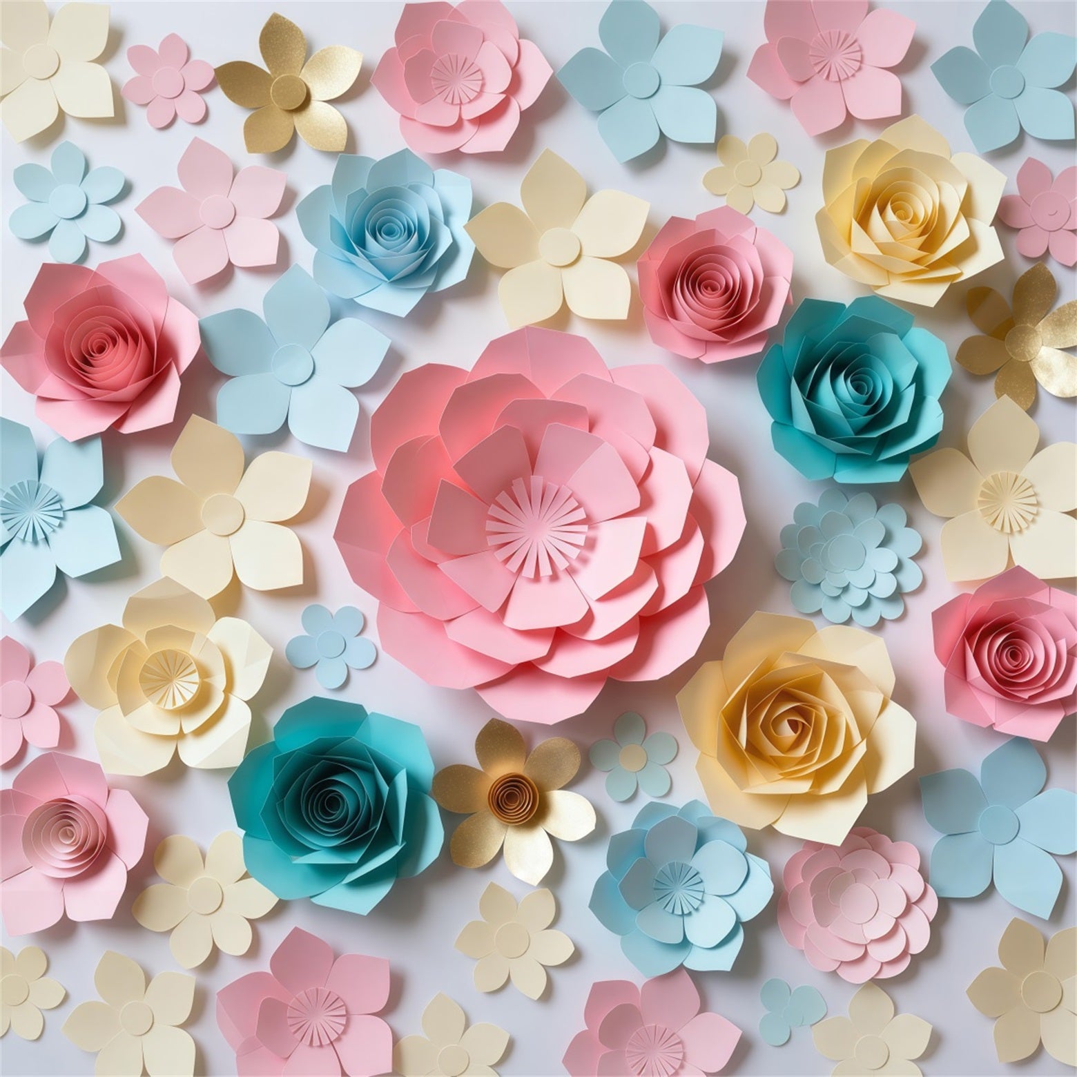 Paper Flower Mothers Day Backdrop Colorful Craft Floral Pattern Mothers Day Backdrop Design LXX63-61
