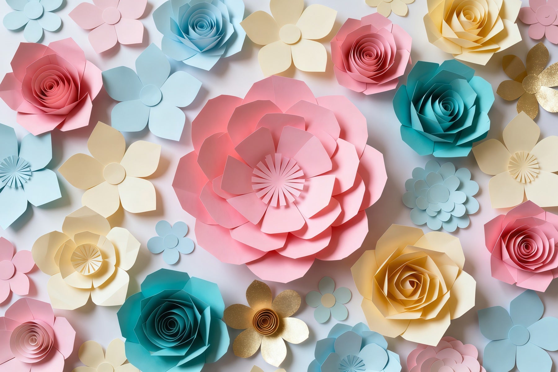 Paper Flower Mothers Day Backdrop Colorful Craft Floral Pattern Mothers Day Backdrop Design LXX63-61
