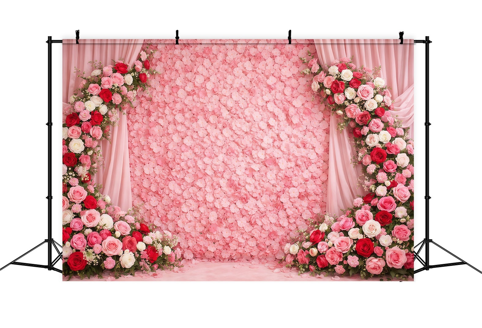 Mother's Day Portrait Backdrop Luxury Pink Floral Wall Rose Mother's Day Backdrop LXX63-8