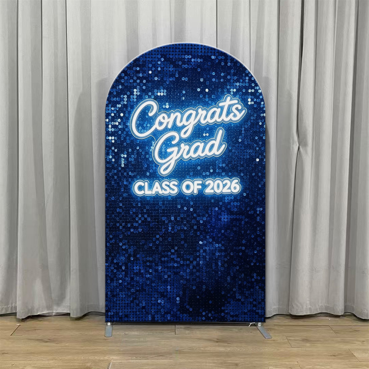 Graduation Arch Backdrop Blue Sequin Congrats Grad Graduation Shimmer