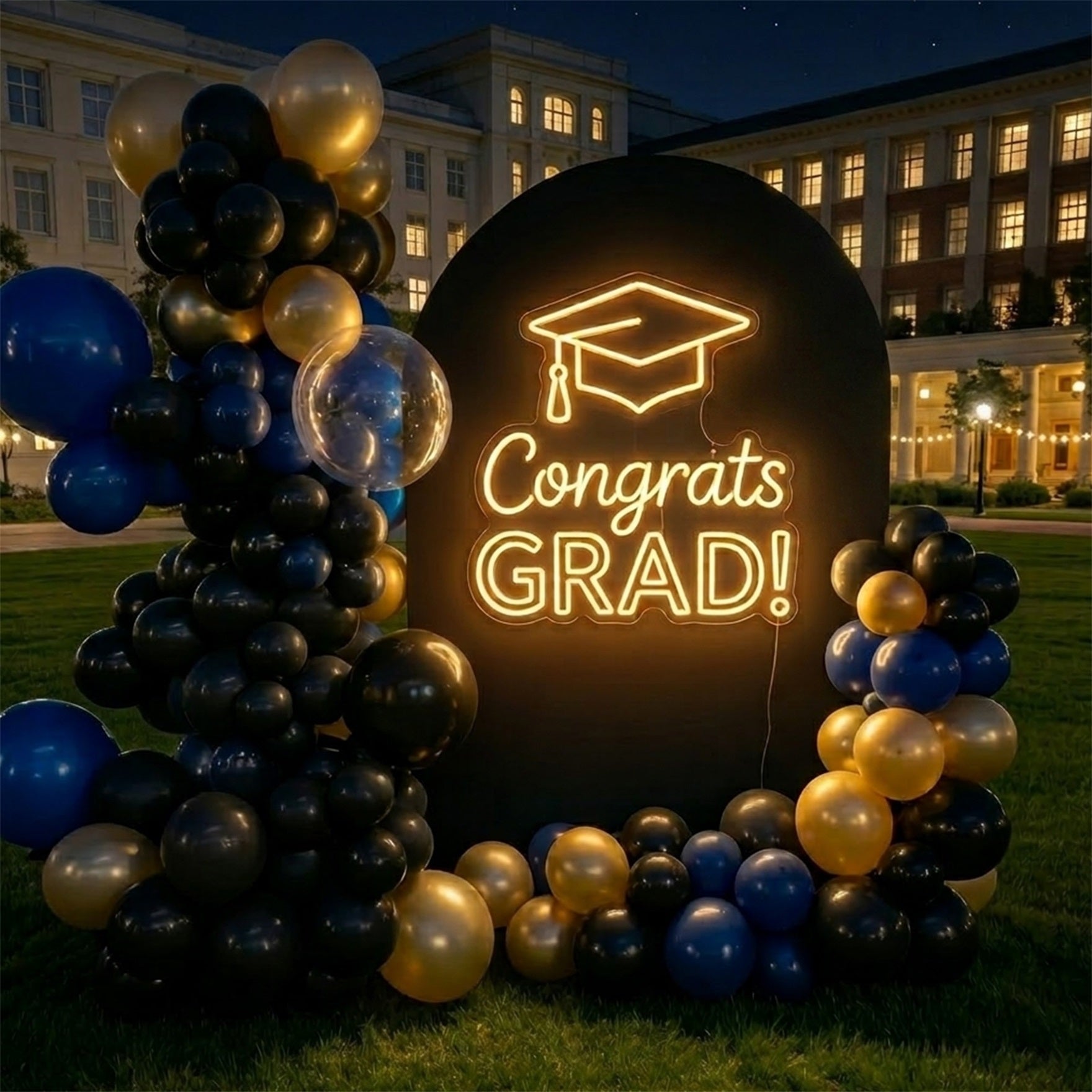 Graduation Arch Backdrop Black Neon Congrats Grad Graduation Neon Arch Backdrop LX64-24