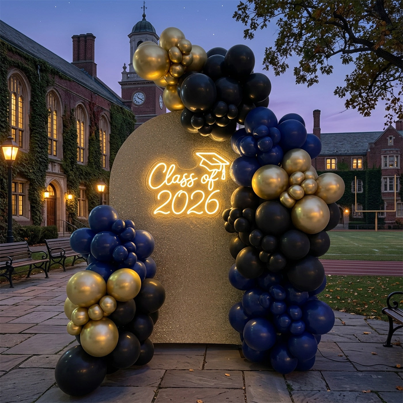 Graduation Arch Backdrop Gold Sequin Neon Class Congrats Grad Neon Arch Backdrop LX64-25