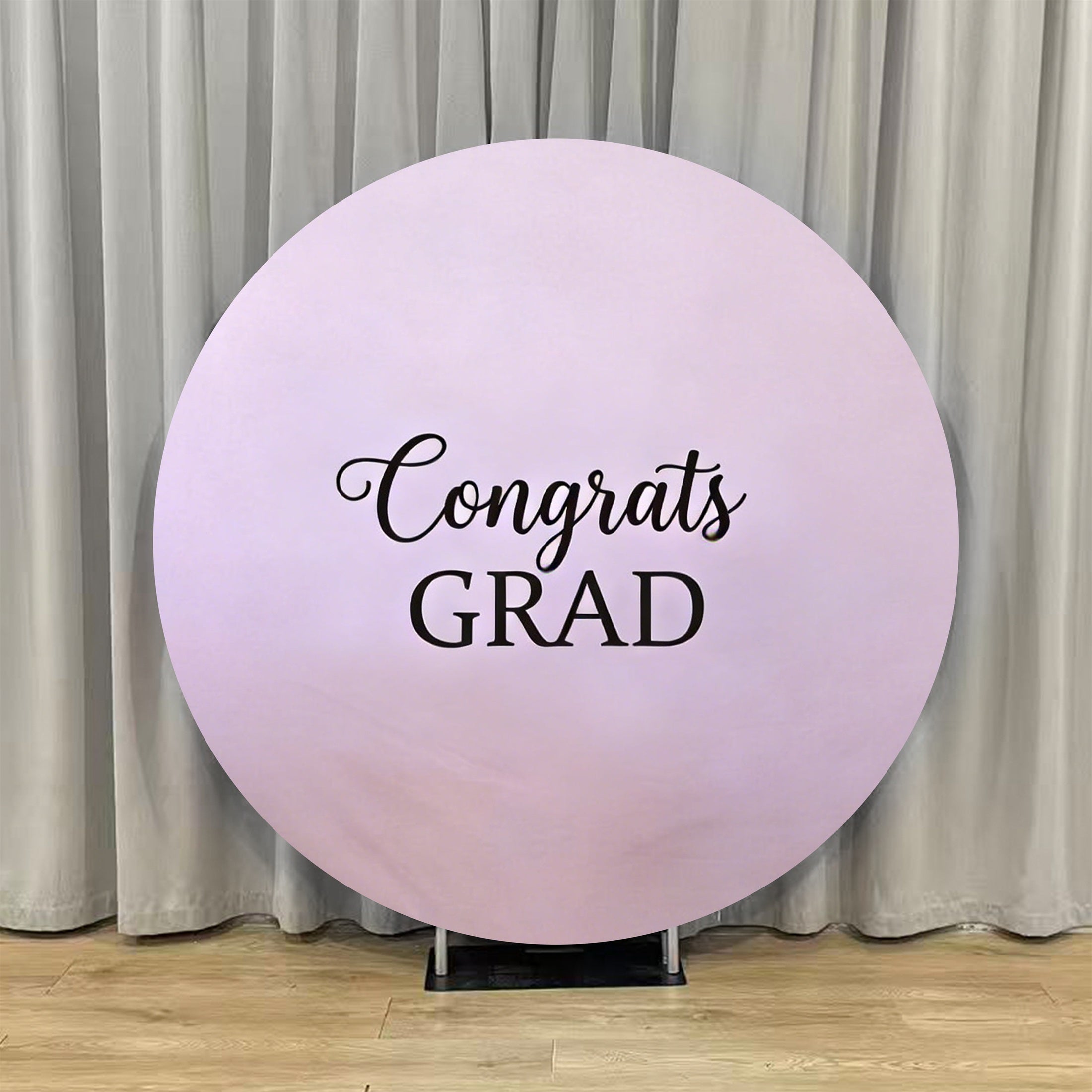 6ft Graduation Round Backdrop Pink Black Minimalist Grad Script 5ft Graduation Round Backdrop LXX64-26