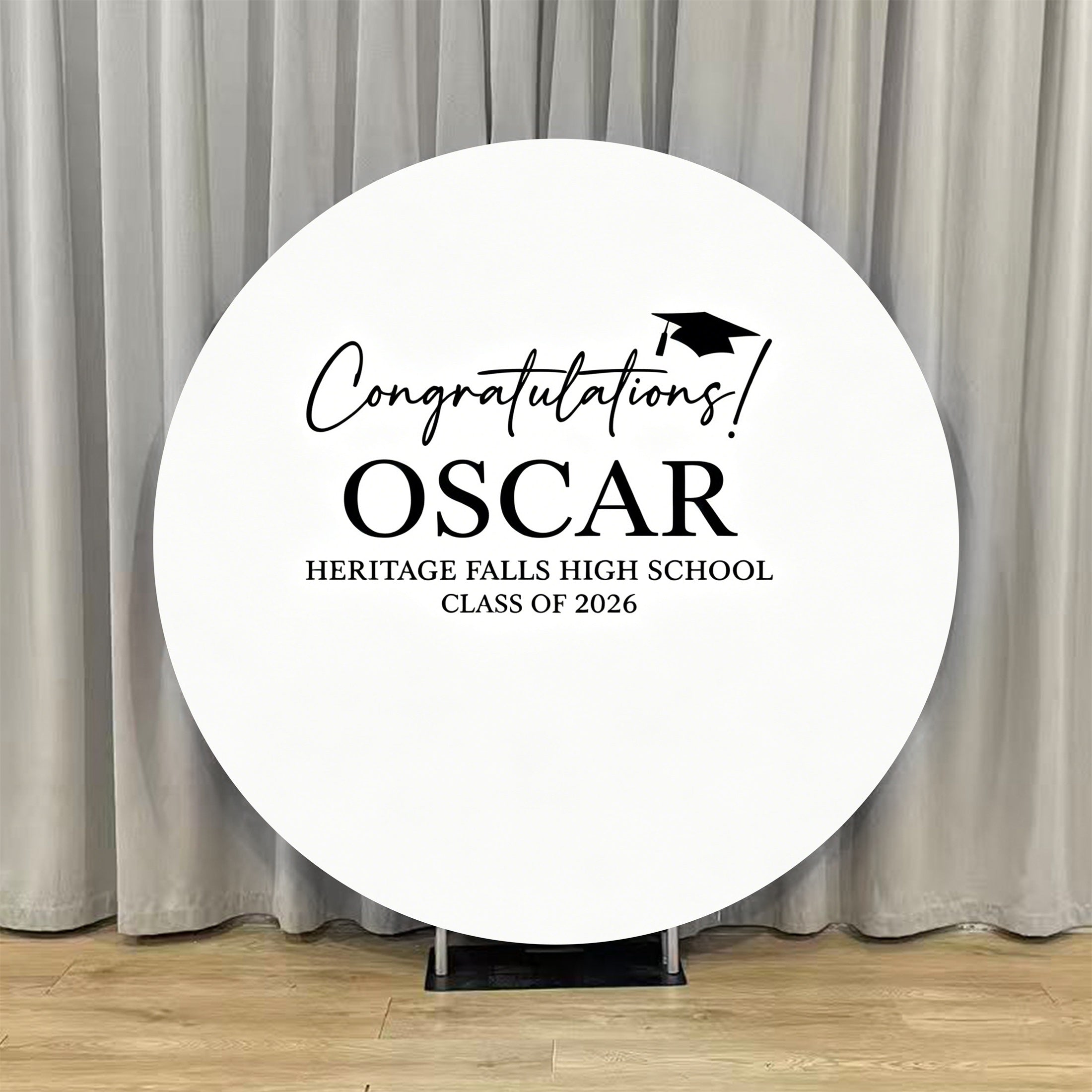 Personalized Graduation Backdrop White Black High School 2026 Custom Graduation Backdrop LXX64-48