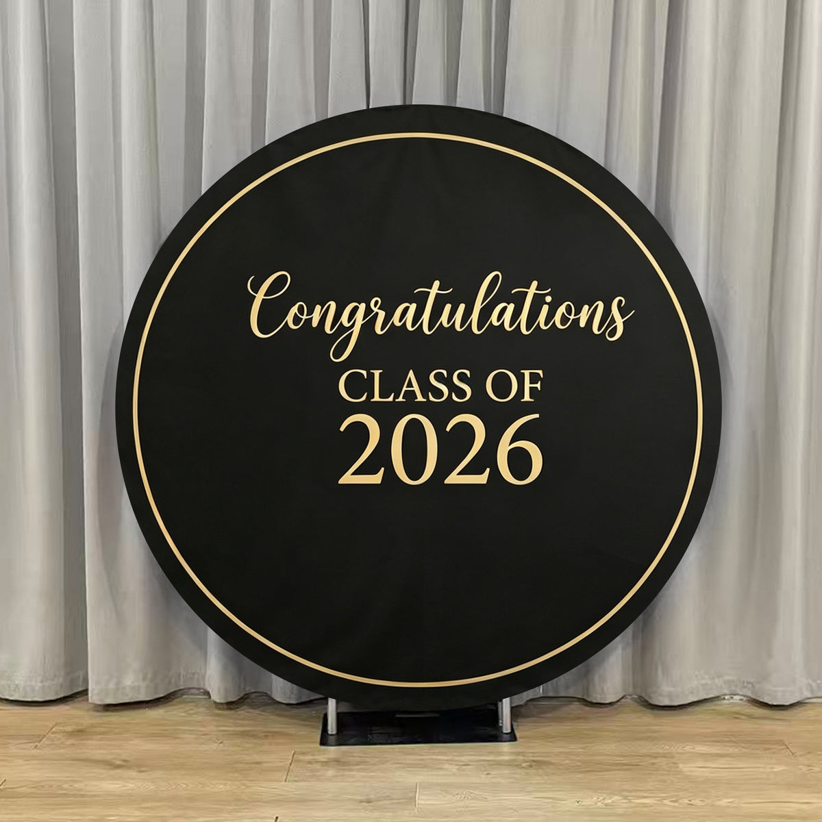 Graduation Backdrop With Picture Black Gold 2026 Typography Custom Gra