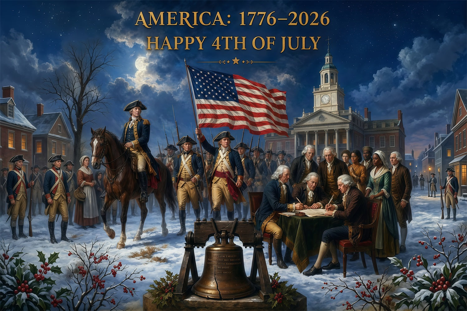 American Flag Backdrop 1776-2026 Commemorative America 250th Anniversary Independence Day Background LXX64-62