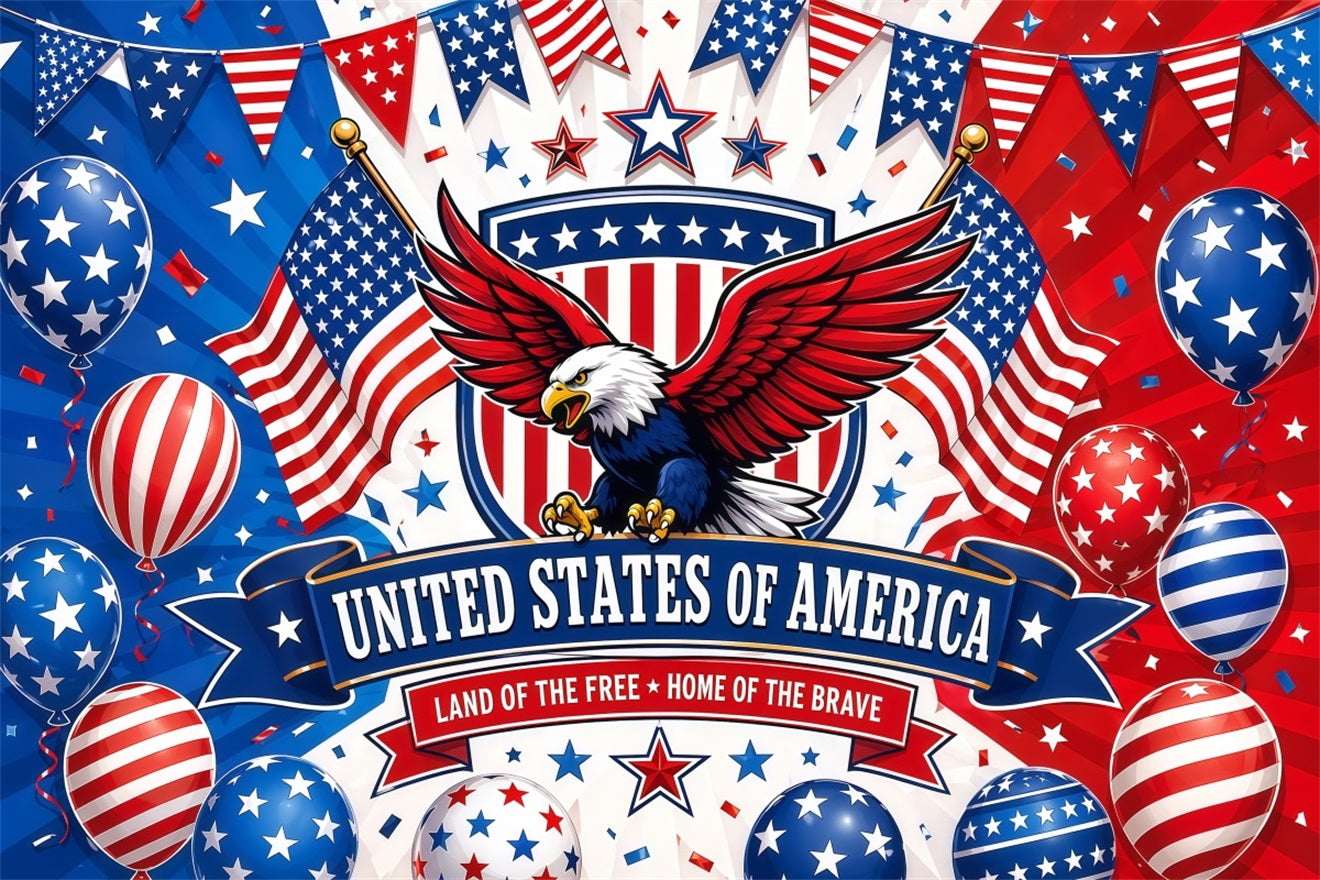 American Flag Backdrop Patriotic Eagle Balloon America 250th Anniversary Independence Day Background LXX64-64