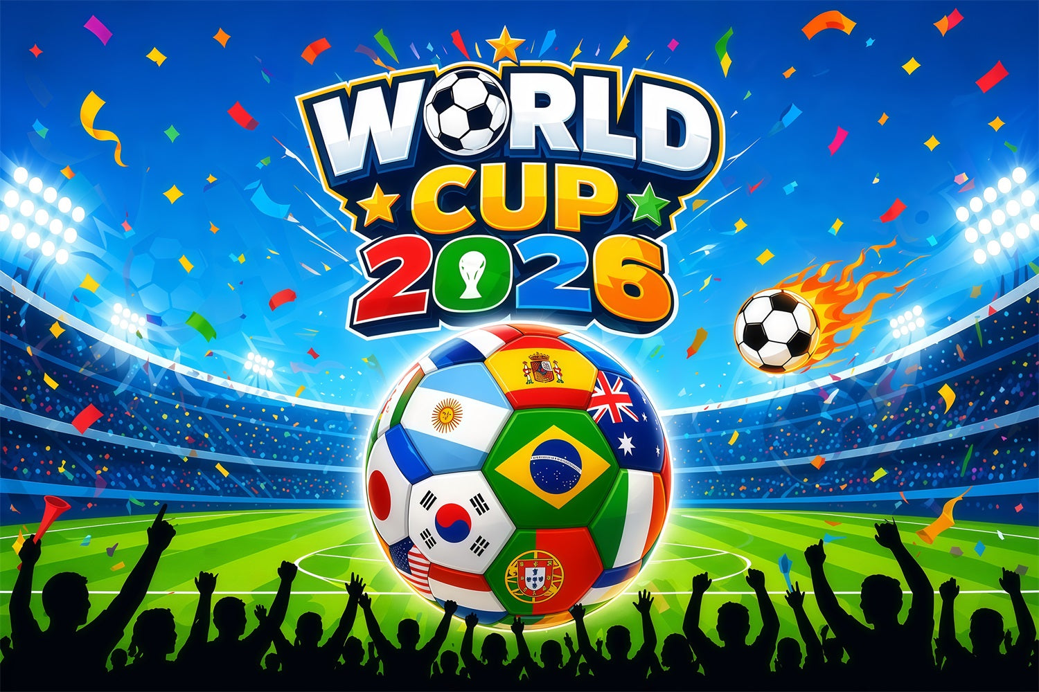 North America Soccer Fever Backdrop Football Goal World Cup Soccer Night Photo Booth Backdrop LXX64-71