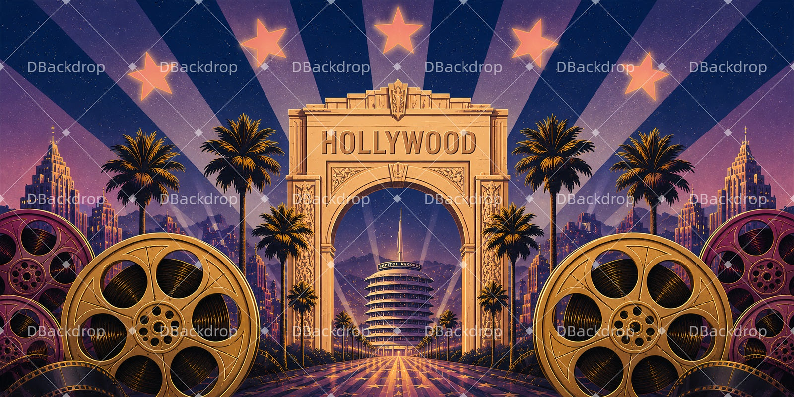 Theater Stage Backdrop Golden Movie Arch Performance Backdrop LXX65-T108
