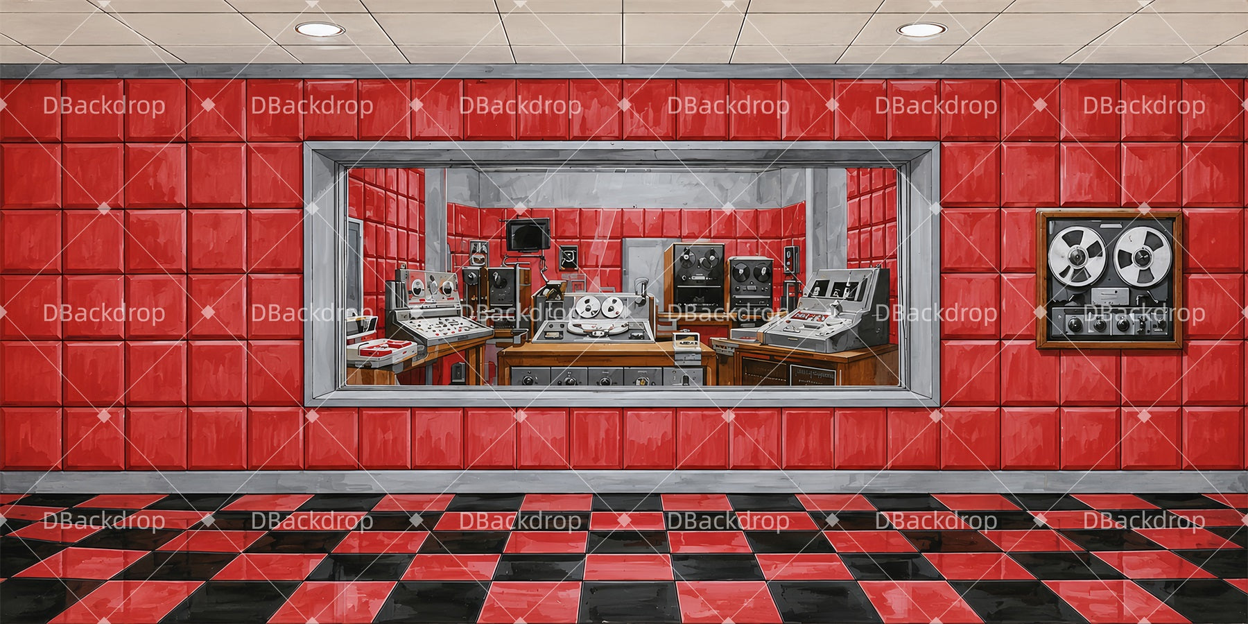 Musical Backdrop Red Recording Studio Theater Stage Backdrop LXX65-T109