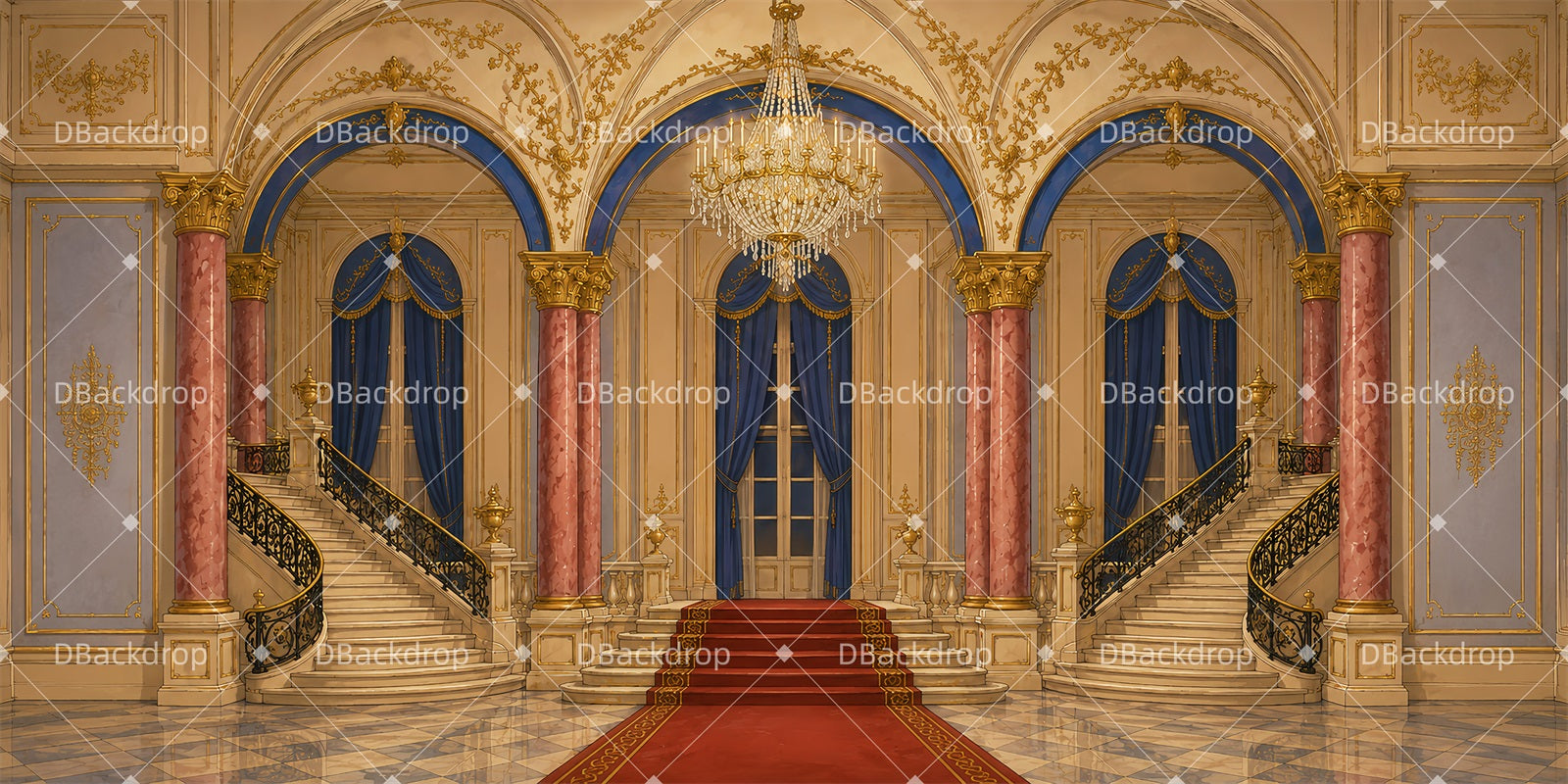 Performance Backdrop Royal Staircase Hall School Play Backdrops LXX65-T113