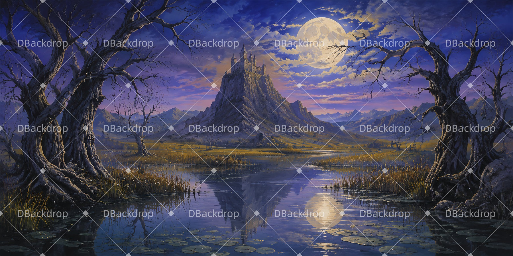Scenic Backdrops Enchanted Castle Outskirts Stage Scenery Backdrops LXX65-T114