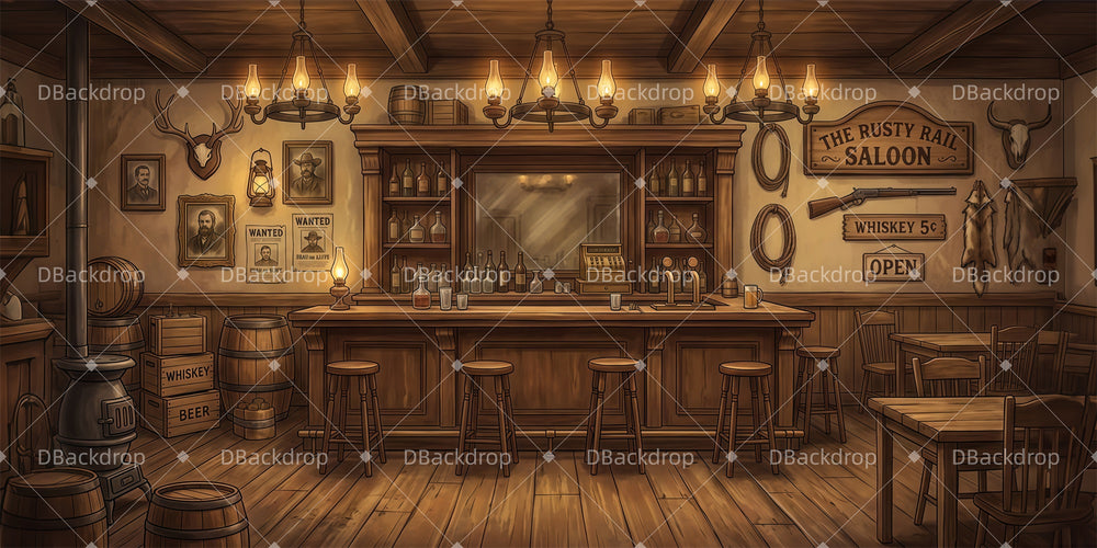 Saloon Backdrop Rustic Saloon Interior VBS Backdrops LXX65-T1