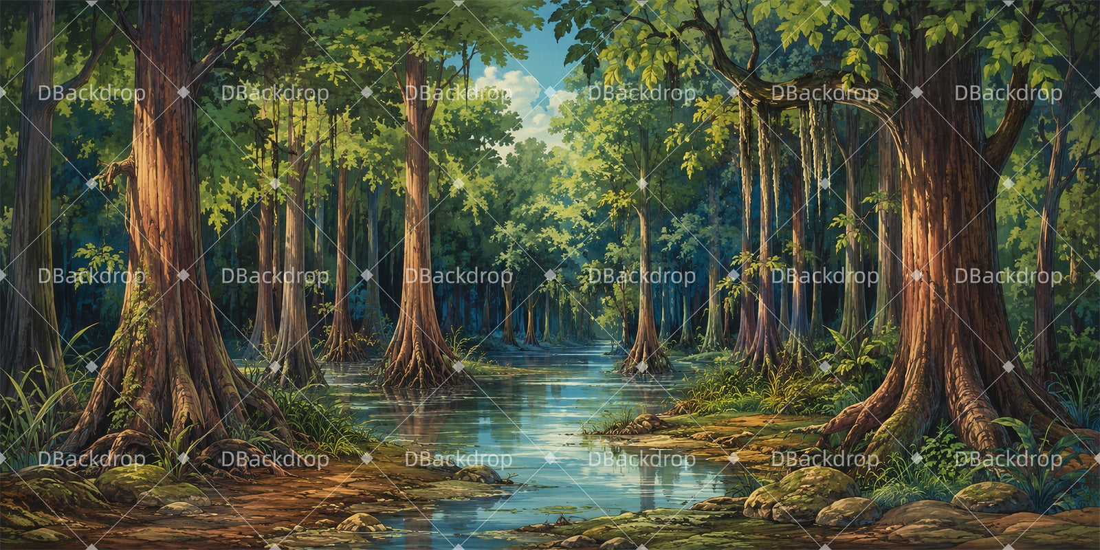 Forest Stage Backdrop Cypress Swamp Forest Theater Backdrop LXX65-T22