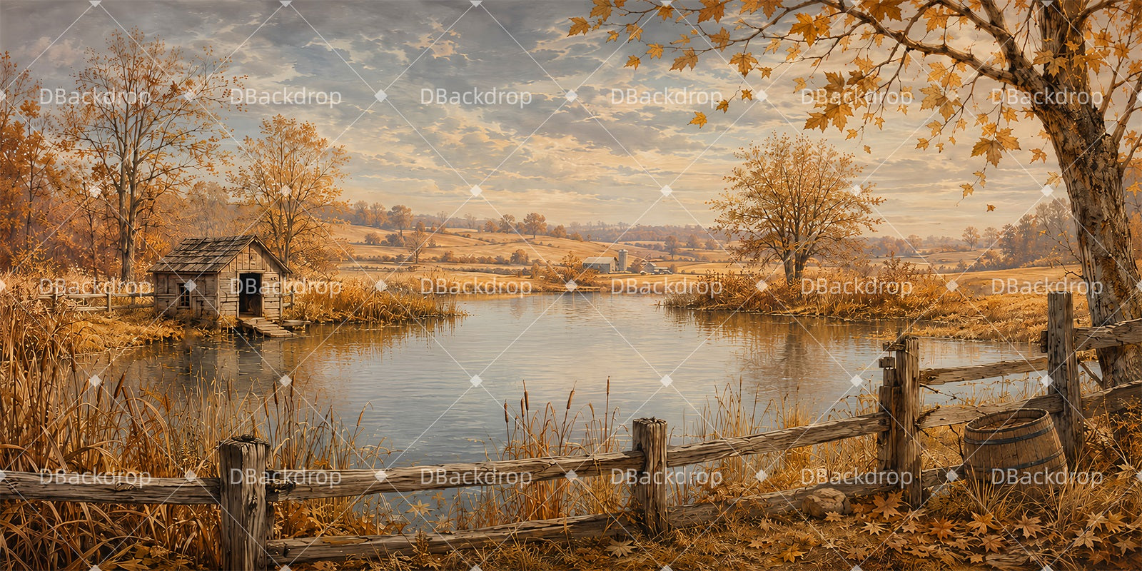 Theater Backdrop Golden Country Pond Stage Backdrops For Sale LXX65-T26