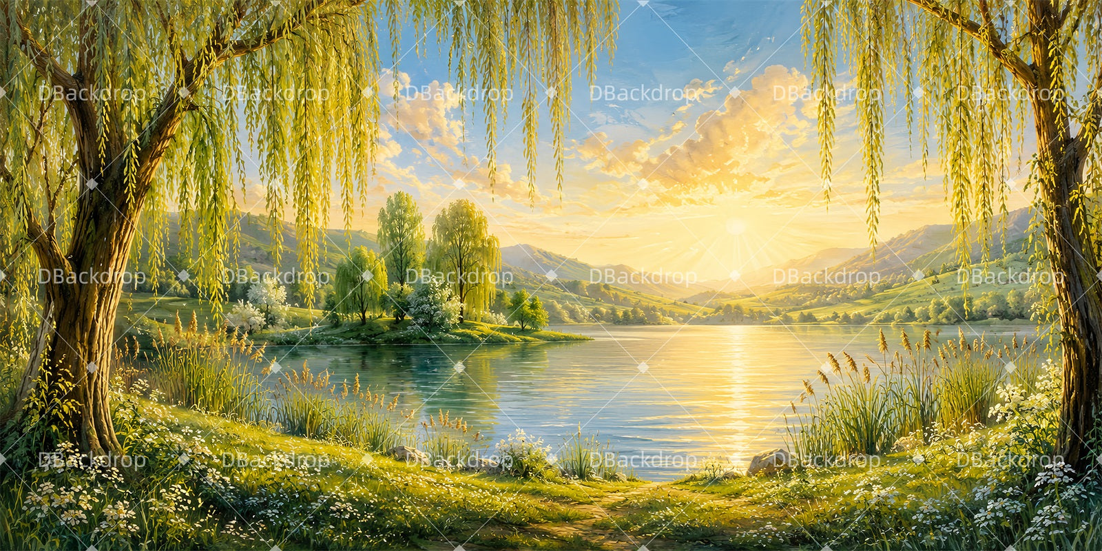 Theater Stage Backdrop Sunny Willow Valley Scenic Backdrops LXX65-T27