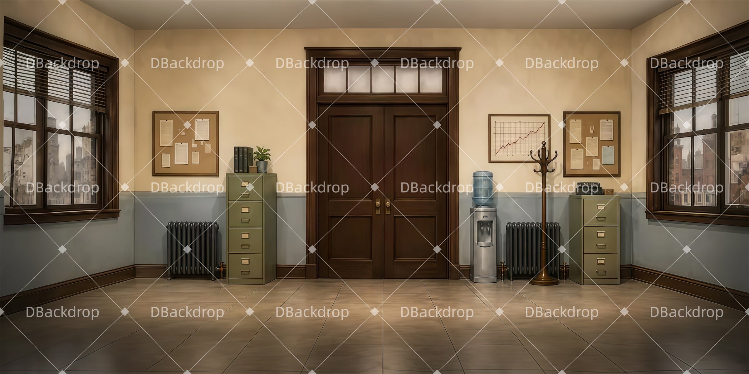 Stage Backdrop Ideas Midcentury Office Hall Backdrops For Theater LXX65-T31