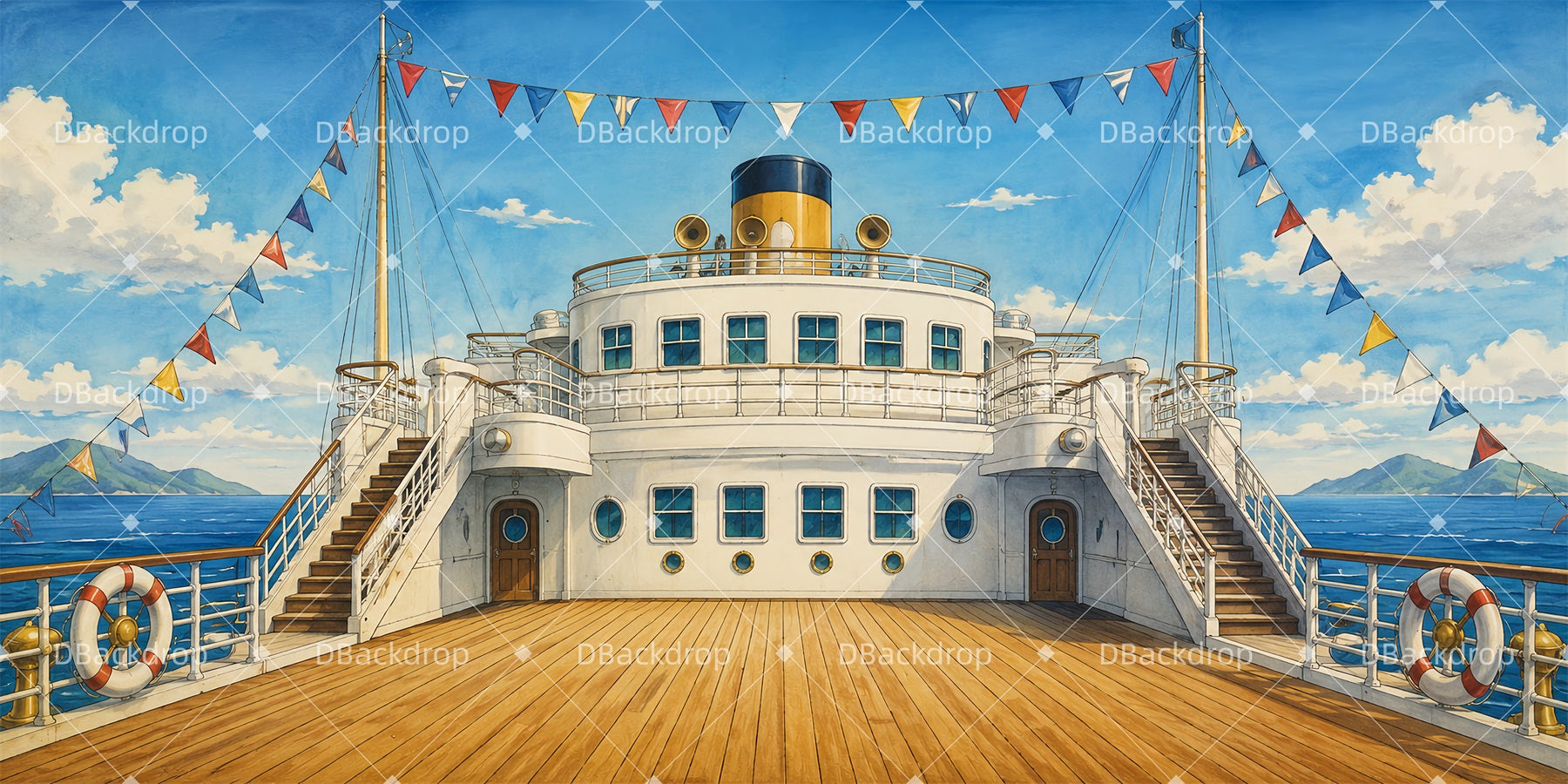 Backdrop For Theater Play Ocean Liner Deck Stage Backdrops LXX65-T45