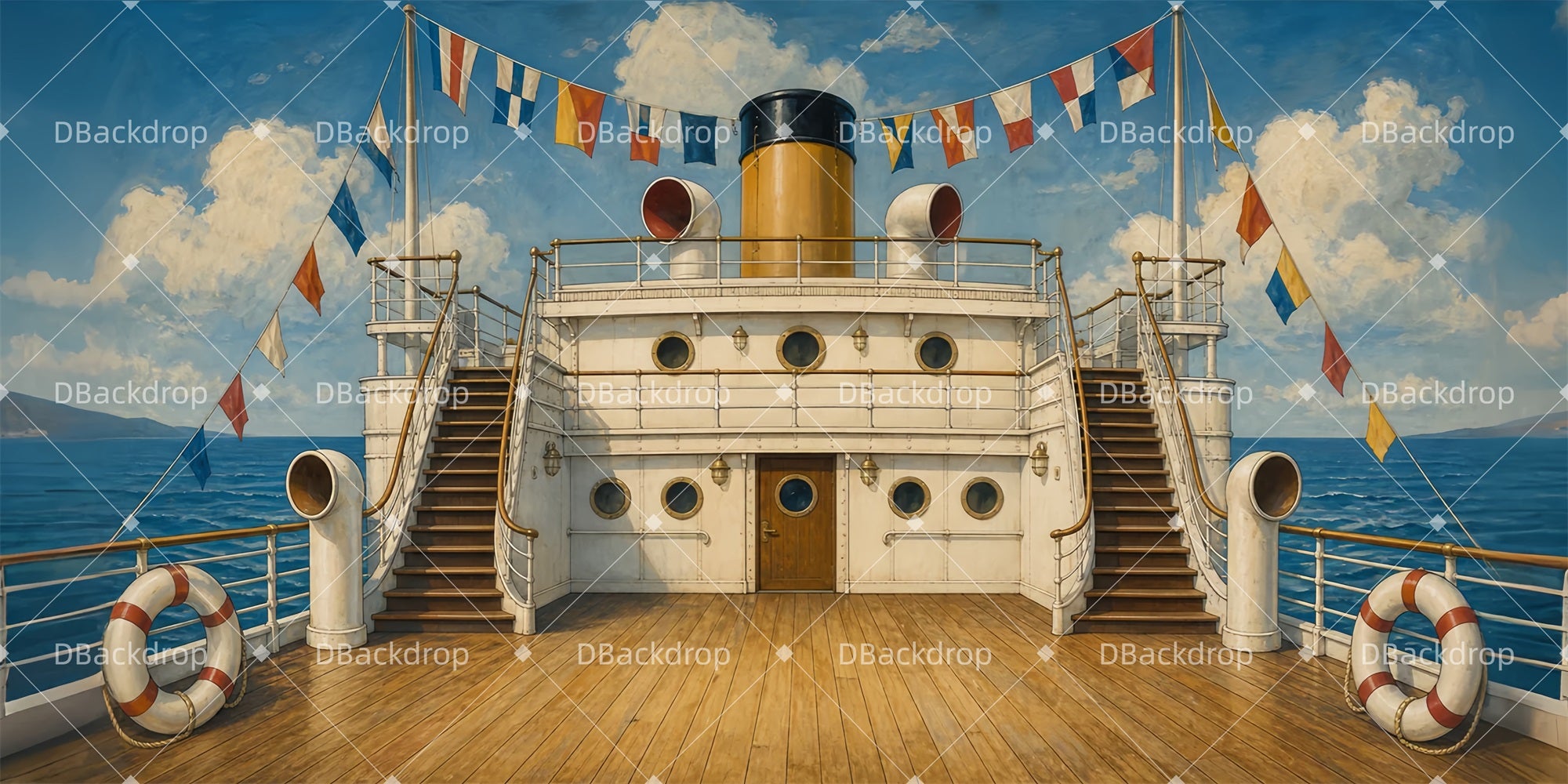 School Play Backdrops Vintage Ship Deck Theater Stage Backdrop LXX65-T46