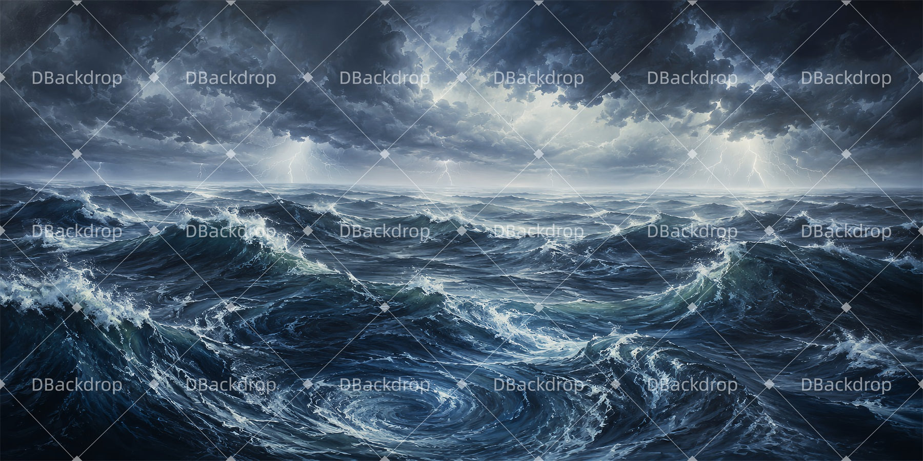 Movie Theater Backdrop Stormy Ocean Waves Large Stage Backdrops LXX65-T48