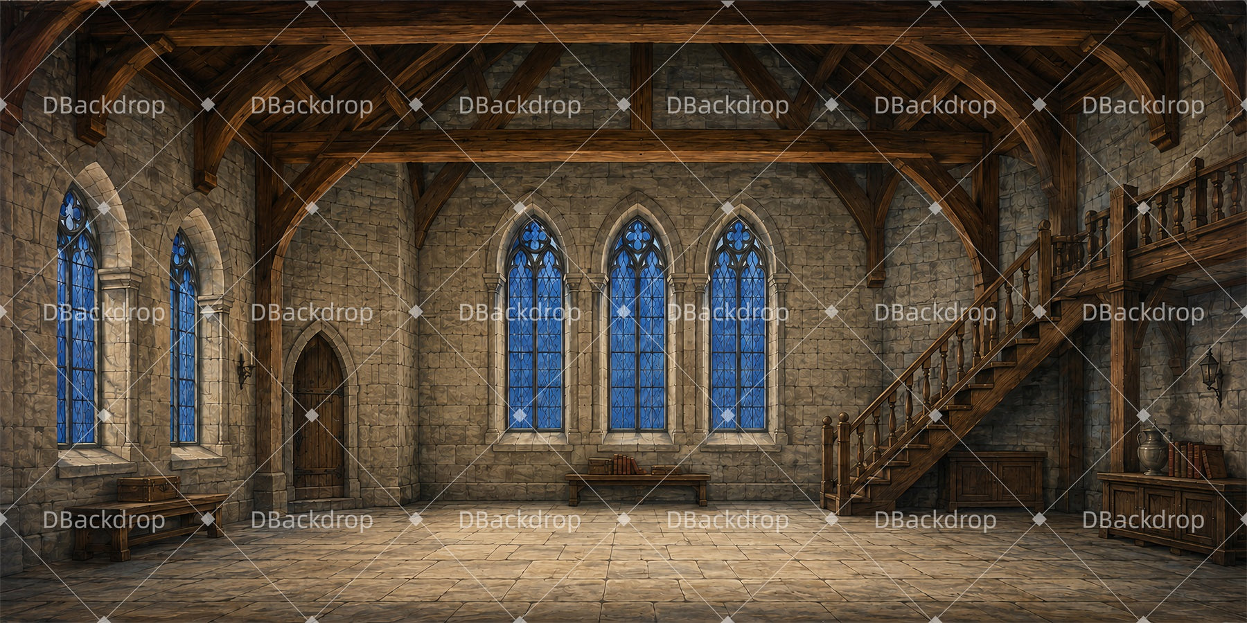 Performance Backdrops Gothic Castle Chamber School Play Backdrops LXX65-T57