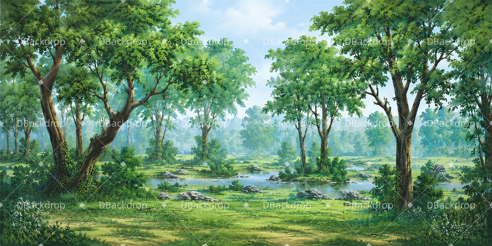 Stage Scenery Backdrops Bright Forest Meadow School Play Backdrops LXX65-T64