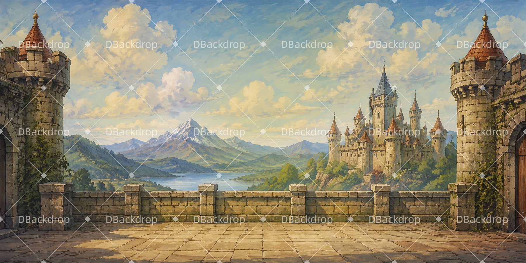 Large Stage Backdrops Castle Terrace Vista Performance Backdrops LXX65-T70