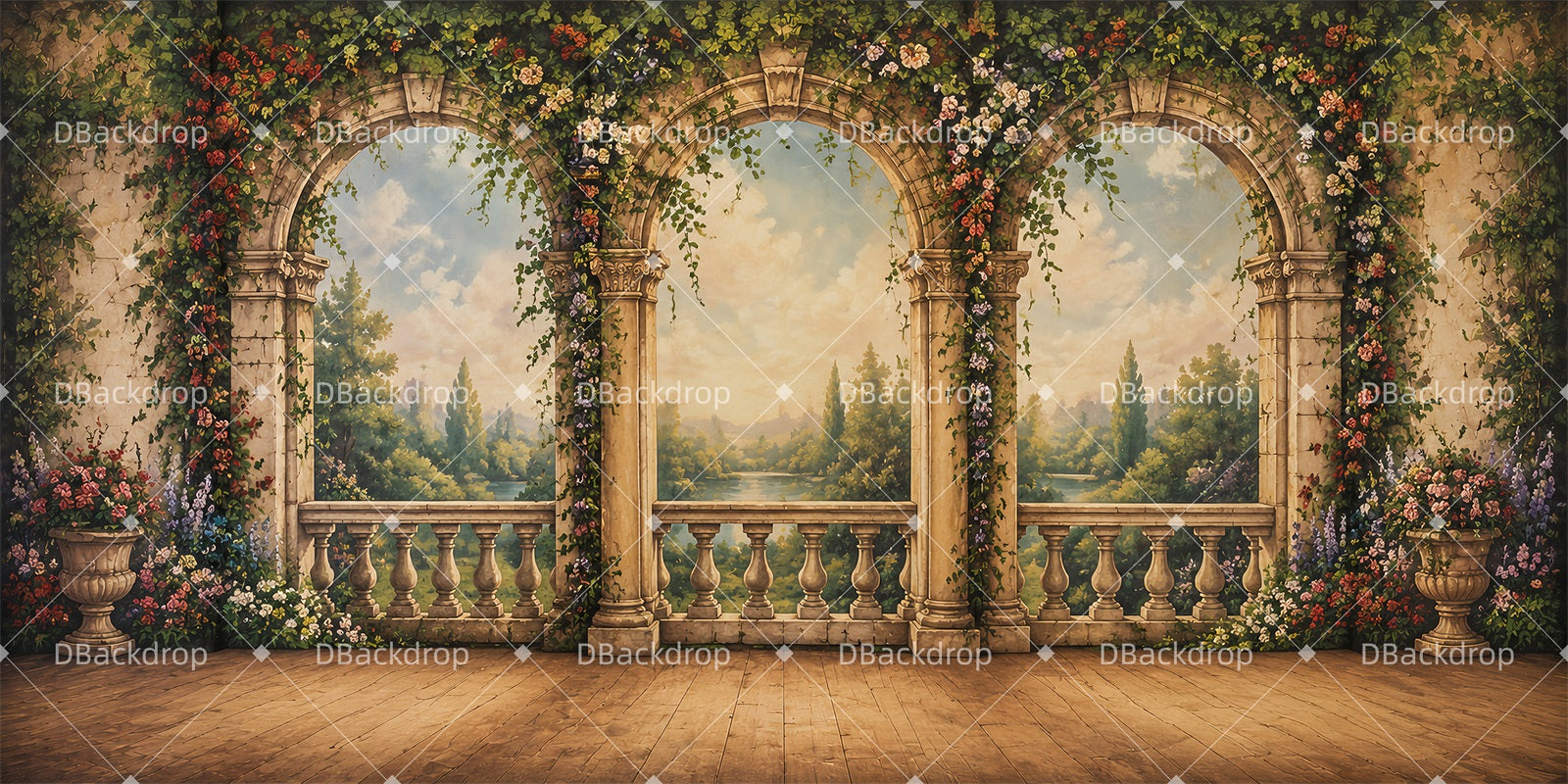 Performance Backdrop Romantic Floral Terrace Dance Stage Backdrop LXX65-T74