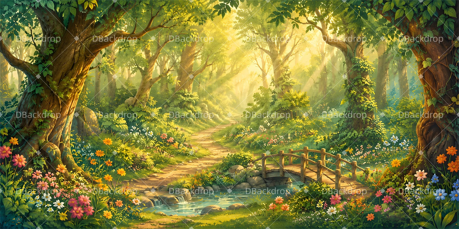 Forest Backdrop For Stage Enchanted Forest Path VBS Backdrop LXX65-T7